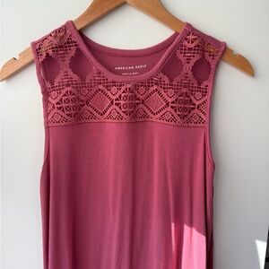 American Eagle Outfitters Pink Crochet Tank Top